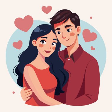 Sevgi Çifti Kucaklaşması: 124; İlişki ve Aşk Kavramı Vektörü: 124; Düzenlenebilir EPS Karikatür Sarılması