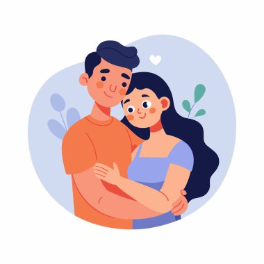 Sevgi Çifti Kucaklaşması: 124; İlişki ve Aşk Kavramı Vektörü: 124; Düzenlenebilir EPS Karikatür Sarılması