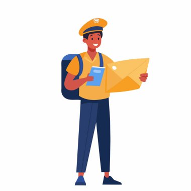 Postacı Beyaz Arkaplan Üzerine Harf Vektörü Resimleri Gönderiyor