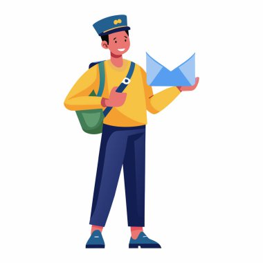 Postacı Beyaz Arkaplan Üzerine Harf Vektörü Resimleri Gönderiyor