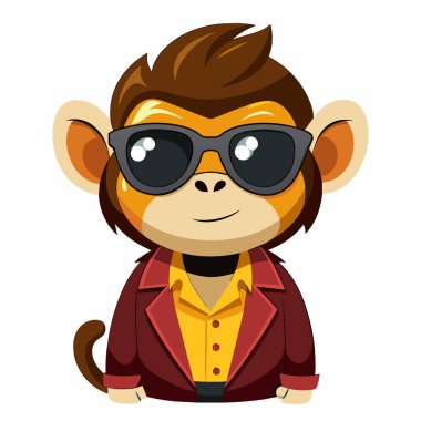 Şık güneş gözlüğü ve gömlek takan şirin maymun.