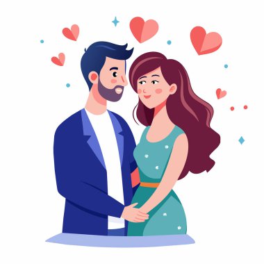 Mutlu Çift Birlikte Duruyor (124; Aşk İlişkisi Vektörü)