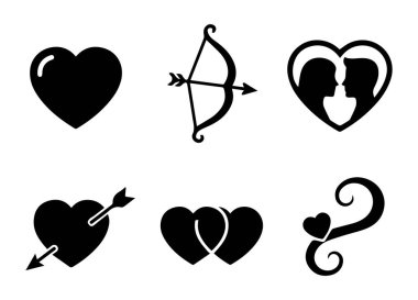 Sevgililer Günü Simgeleri Vektör Resmini Ayarladı