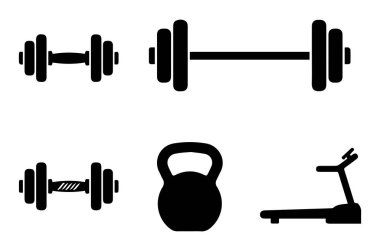 Fitness ve Spor Salonu Ekipmanları Simgeleri Paketi