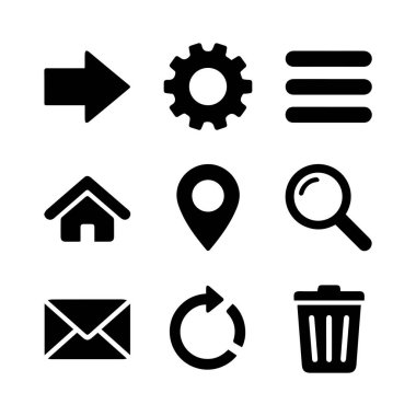Evrensel UI Simge Kümesi: Bin, Ayarlar, Arama & Konumu