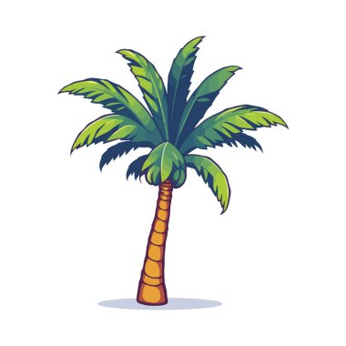 Yaz tatili için egzotik palmiye ağacı ikonu plaj gezisi ve tropikal manzara tasarımı