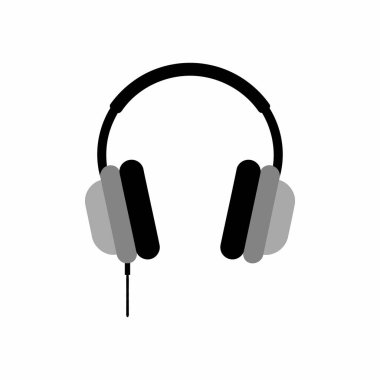 Beyaz Minimum Müzik ve Ses İllüstrasyonunda Kulaklık Vektörü