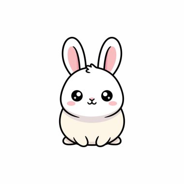 Kawaii Tavşan Vektörü Minimum Sevimli Hayvan Çizimi