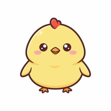 Kawaii Tavuk Vektörü Minimum Şirin Çiftlik Hayvanları Çizimi