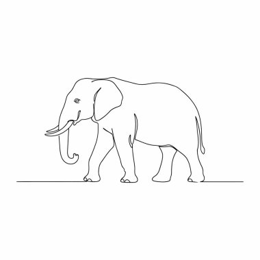 Asgari Fil Ana Hattı Vektör Temiz Yaban Hayatı Çizimi