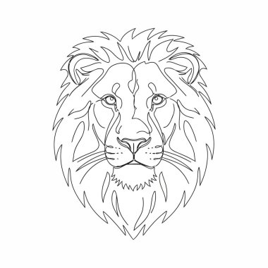 Tek Hat Aslan Çizim Minimum Süreklilik Çizgisi Hayvan Resimleri