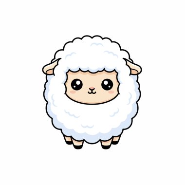 Kawaii Koyun Vektörü Minimum Şirin Çiftlik Hayvanları Çizimi