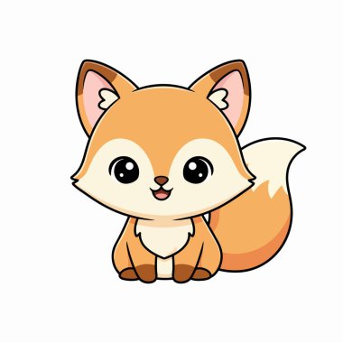 Kawaii Tilki Vektörü Büyük Yumuşak Kuyruklu Şirin Hayvan Resimleri