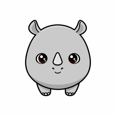 Kawaii Bebek Gergedan Vektör Minimum Sevimli Hayvan Resimleri