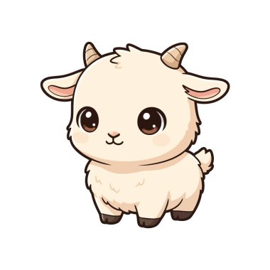Kawaii Yavru Keçi Minimum Sevimli Hayvan Çizimi