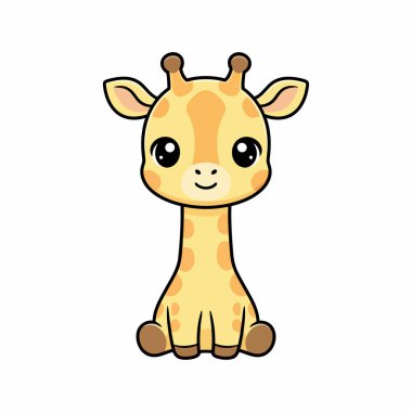 Mutlu Zürafa Çizgi Film Vektörü Beyaz Sevimli Vahşi Yaşam Çizimi