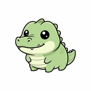 Timsah Çizgi Film Vektörü Beyaz Minimum Sevimli Vahşi Yaşam Çizimi