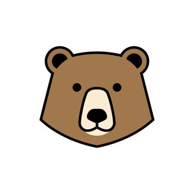 Beyaz Minimum Sevimli Vahşi Yaşam Simgesinde Ayı Yüzlü Vektör