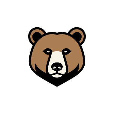 Beyaz Minimum Sevimli Vahşi Yaşam Simgesinde Ayı Yüzlü Vektör