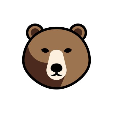 Beyaz Minimum Sevimli Vahşi Yaşam Simgesinde Ayı Yüzlü Vektör