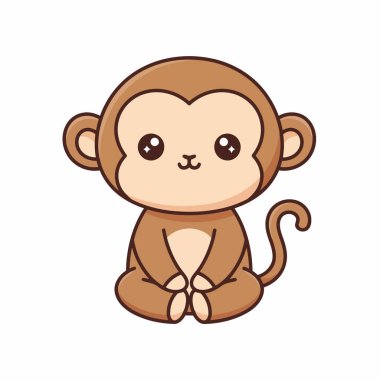 Beyaz Minimum Sevimli Hayvan Resimleri Üzerine Bebek Maymun Vektörü