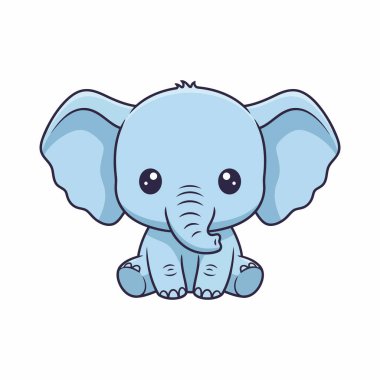 sevimli küçük fil karakter vektör çizim tasarımı