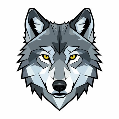 Beyaz Asgari Modern Hayvan Simgesi Üzerinde Kurt Yüzü Geometrik Vektörü