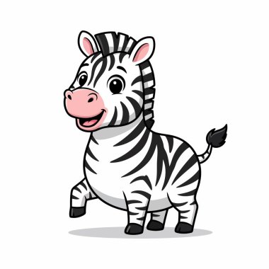 Zebra Çizgi Film Vektörü Beyaz Minimum Sevimli Hayvan Resimleri