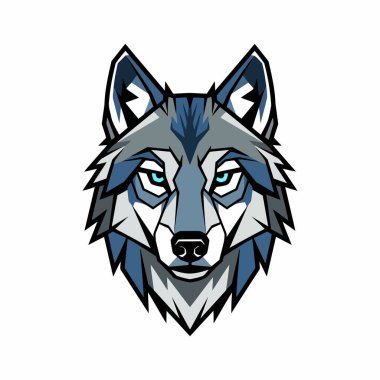 Beyaz Asgari Modern Hayvan Simgesi Üzerinde Kurt Yüzü Geometrik Vektörü