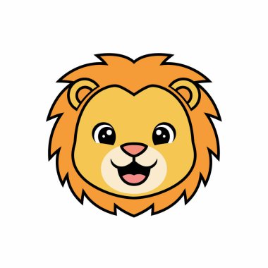 Şirin Aslan Suratlı Çizgi Film Vektörü Minimum Sevimli Hayvan Resimleri