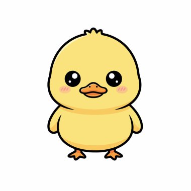 Beyaz Minimum Sevimli Su Kuşu Resimlerinde Bebek Ördek Vektörü