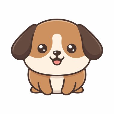 Beyaz Minimum Sevimli Köpek Resimleri Üzerine Şirin Yavru Vektör