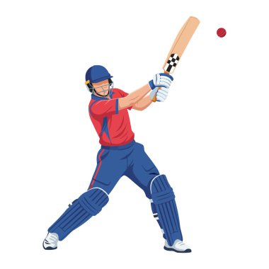 Kriket Vurucusu Altı Vektör Dinamik Spor Siluetine Vuruyor