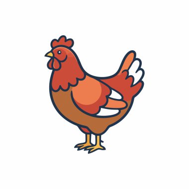 Beyaz Asgari Çiftlik ve Kümes Hayvanları Simgesinde Hen Vektörü