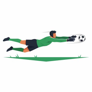 Futbolcu Dalış Vektörü Ultra Dinamik Hareket Düz Çizim