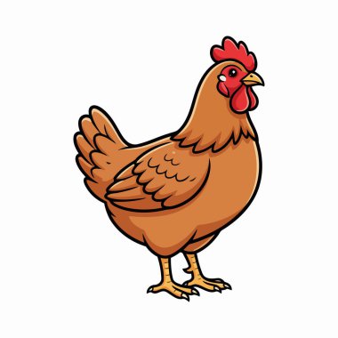 Beyaz Asgari Çiftlik ve Kümes Hayvanları Siluetinde Hen Vektörü