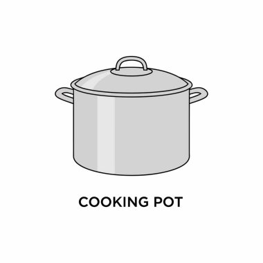 Beyaz Asgari Mutfak ve Pişirme Simgesinde Tencere Vektörü