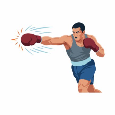 Boksör Güçlü Yumruk Vektörü, Dinamik Düz Spor İllüstrasyonu, Boksör Yumruk Vektörü İllüstrasyonu, Kalın Dinamik Spor EPS