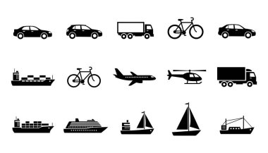 Işınlama simgeleri ayarlandı. Web tasarımı için basit taşıma vektör simgeleri kümesi