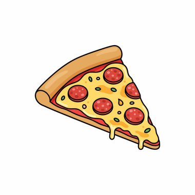 Bir dilim pizza vektör çizimi. Pizza dilimi simgesi