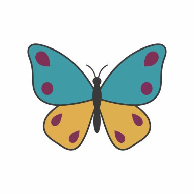 Kelebek renkli simge, vektör illüstrasyonu