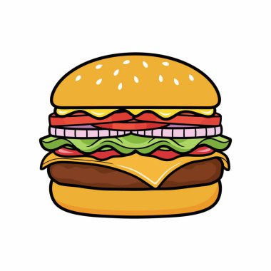 Lezzetli hamburger fast food vektör çizimi grafik tasarımı