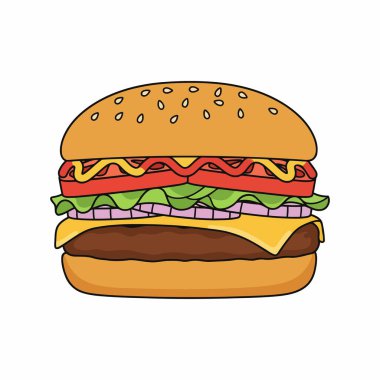 Hamburger ikonu. Yiyecek ve içecek teması. Yalnız tasarım. vektör illüstrasyonu