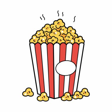 Bir kova patlamış mısır. vektör illüstrasyonu