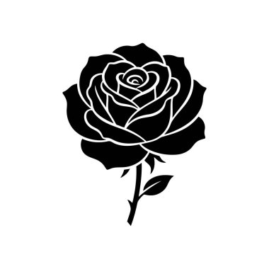 Yapraklı vektör yükseldi. siyah siluet.