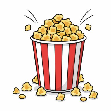 Kovada patlamış mısır. vektör illüstrasyonu.