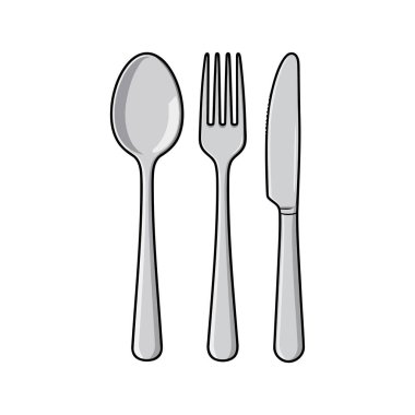 Çatal bıçak seti. Kaşık, çatal, bıçak vektör çizimi
