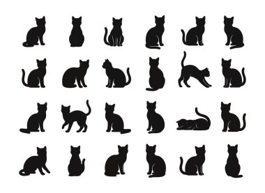 kedi siluetleri toplama vektörü