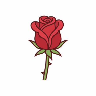 Beyaz arka planda kırmızı çiçek. Çiçekler kırmızı gül simgesi beyaz üzerine simge vektörü ayarla