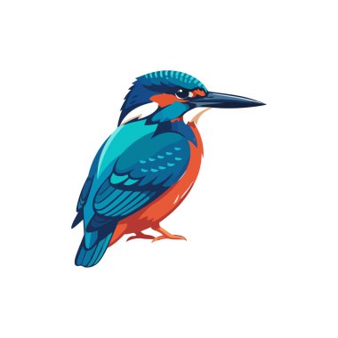 Kingfisher kuş vektör simgesi. karikatür vektör logosu beyaz arka plan papağan çizgisinde izole edildi.
